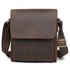 Bolso bandolera de gran capacidad de cuero genuino vintage, nicho simple, cuero Crazy Horse, bolso para hombre al por mayor, bolso de hombro de cuero vacuno para hombre, para hombre