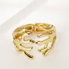 Pulsera Popular Transfronteriza de Metal Brillante con Forma de Ola Estilo Minimalista Europeo y Americano Pulsera Abierta Irregular Fábrica de Joyería para Mujer