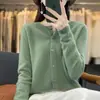 Cardigan de lã novo para Outono e Inverno feminino gola redonda manga longa suéter de alta qualidade top versátil casaco de pronta entrega de primeira linha