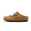 Zapatos Birkenstock de Cuero Genuino Punta Semiabierta Zapatos Individuales Suela Gruesa Aumentadores de Altura Zapatos Birkenstock Mujer Primavera Verano 2026 Feos Lindos Zuecos Semiabiertos de Punta Cerrada