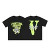 VLONE FOG Trendy Brand Big V Mother Logo Cherry Blossom Manga curta Esboço Bordado Lip Print Graffiti Print Camiseta