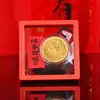 Embalagem Caixa Vermelha San Yang Kai Tai Fortuna Dourada com Folha de Ouro 999 e Ornamento de Moedas de Ouro, Presente para Evento de Reunião Anual da Empresa