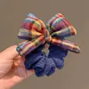 Goma para el pelo floral marrón, elegante y a la moda, con diseño de cuadros para mujer, nuevo estilo 2026, accesorio para el pelo de tela de alta calidad