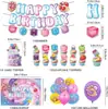Juguete Blandito para Aliviar el Estrés, Set de Decoración para Fiesta de Cumpleaños Infantil, Pancarta de Dibujos Animados, Globos, Tela de Fondo, Topper para Pastel