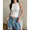 260g 49.5% algodón 6% elastano 44.5% viscosaCamisola casual versátil sin mangas de color liso estilo coreano para verano