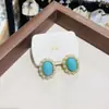 Aretes de Plata de Ley 925 Turquesa Bañados en Oro de 18K, Aretes Grandes de Perla Frescos y Delicados