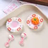 Plato de cena simulado lindo, accesorios de resina para juguetes de comida, platos pequeños de juguete de comida, juguetes de juego de simulación para armar, decoraciones de casa de postres
