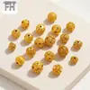 Cuentas espaciadoras de cobre chapadas en oro de 18 quilates con agujeros pasantes, accesorios para ensartar cuentas doradas, collar DIY tradicional hecho a mano, accesorios para colgante, pulsera