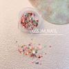 Ins nova manicure online celebridade casca quebrada japonesa e coreana chá colorido marrom concha pedaço doce mica decorações de unhas