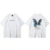 Camiseta de Manga Corta para Hombre de Primavera y Verano Estilo Europeo y Americano ins High Street Hip-hop Holgada Estampado de Mariposas Camiseta para Parejas