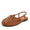 Sandálias de Tira Tecida Estilo Francês com Biqueira Fechada e Calcanhar Aberto, Sapatos Baixos, Novos Sapatos Romanos Versáteis de Verão para o Dia a Dia Xh9061-9