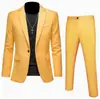 Traje de hombre de un botón entallado, traje de dos piezas business casual de color brillante, ropa formal de hombre para banquetes y actuaciones