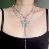 Collar Gargantilla de Múltiples Capas con Borla de Mariposa, Cadena para la Cintura, Cadena para la Clavícula, Dulce, Fresco, Exquisito y Versátil, Nicho, Estilo Único Dos Formas de Llevar