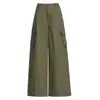 Ropa de Mujer de Seda Naranja # Ropa de Trabajo Americana de Calle para Mujer, Nuevo Diseño de Otoño, Pantalones Holgados de Pierna Ancha de Cintura Alta.