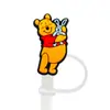 8-10MM Fofo Desenho Animado Ursinho Pooh Tampa para Canudo Plugue de Poeira para Canudo Capa Protetora para Canudo de Vidro