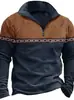 Nuevo suéter casual de moda para hombre con cremallera a la mitad, estampado digital 3D, transfronterizo europeo y americano, nuevo de comercio exterior 2024