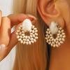 Pendientes Redondos Geométricos Bohemios para Mujer de Gama Alta Exagerados Atmosféricos de Madera Pendientes Artísticos Vintage de Madera