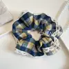 Estilo Ins Alto Valor de Cor Estilo Academia Britânica Azul Xadrez Anel de Cabelo Estilo Ocidental Estilo Francês Renda Vintage Grande Laço Corda de Cabelo