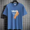 Suéter Casual de Manga Corta con Cuello Redondo, Estampado Simple en Inglés, Holgado, Transpirable, para Hombre, Nicho Transfronterizo, Camiseta de Verano