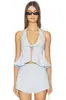 Top corto sin espalda de estilo europeo y americano, a la moda, con cuello halter en V, lazo y volantes, para mujer, color liso para Amazon