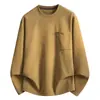Camiseta de manga larga con cuello redondo para otoño, corte holgado, top atlético casual, absorbe la humedad, amigable con la piel, camiseta básica simple para hombre