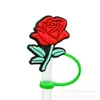 Amor Transfronterizo Dibujos Animados Tapa de Pajita de Silicona Cubierta Antipolvo Vaso Personalizado para Té con Leche Cubierta para Pajita de San Valentín Tapa Antipolvo en Stock