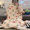 Camisón de manga corta con dibujos animados para mujer, holgado, de talla grande, para verano, ropa de casa con un bonito panda