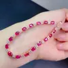 Pulseira Rubi Recém-Queimado, Cristal Limpo e Brilhante, Pedra Principal 4*5mm, Prata S925 Precisamente Incrustada