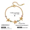 Pulsera Jingqiao de acero de titanio transfronteriza, no se decolora, luz de lujo, acero inoxidable de alta calidad, circón de colores, estrella de mar, joyería de nicho para mujer