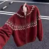Suéter de punto jacquard Fair Isle para hombre y parejas, chaqueta cárdigan con cuello mao, estilo old money, otoño e invierno, venta al por mayor de fábrica transfronteriza