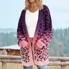 Nuevo cárdigan fino largo de comercio exterior transfronterizo con bolsillos, abrigo suéter de moda estampado para otoño e invierno, personalizado, casual para mujer