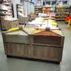 Armário com Textura de Madeira Supermercado Armário de Frutas Secas Fornecimento Direto da Fábrica Armário de Grãos Armário de Lanches Peso a Granel Prateleira de Supermercado Madeira