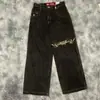 E-commerce Transfronteiriço Jeans Big Boy Y2K Harajuku Hip-Hop Bordados Jeans Largos Street Calças de Cintura Alta Wide-Leg