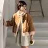 Abrigo de Invierno para Niños de Piel Sintética Piel Sintética Integrada Lana de Cordero Completa Botón de Cuerno Abrigo Unisex Ropa para Niños Abrigo Esponjoso