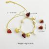 KS Nova Pulseira de Morango Nicho Ins Cobre Banhado a Ouro Real Fruta Marca Fixa Alta Dopamina Colar Brincos
