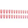 Uñas Postizas Rosa con Purpurina Más Vendidas para Comercio Exterior, Puntas de Uñas de Color Puro que Realzan el Cutis, Uñas Postizas Transfronterizas de 24 Piezas al por Mayor