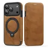 Funda magnética tipo armadura para Apple 18Promax con soporte giratorio, funda tipo libro de cuero para iPhone 17, anticaída 16