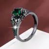 Comercio Exterior Transfronterizo Wholesale Anillo de Zirconia Redonda de Seis Garras Estilo Oscuro Moda Calavera Anillo Personalizado para Mujer Joyería
