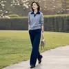 Outono de 2026 Nova Moda Feminina Marca Original Loja Oficial Elegante Conjunto de Duas Peças: Suéter de Malha com Gola Polo e Calça Reta