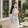 Bolsa Tote Jasmim Azul para Mulheres, Grande Capacidade, Nova Bolsa de Ombro de Luxo, Bolsa de Mão Versátil para o Dia a Dia