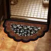 Alfombra de Piso para Baño Semicircular Estilo Chino, Absorbente de Agua, Secado Rápido, Alfombra de Piso de Lodo Diatomeas, Felpudo Antideslizante Resistente a la Suciedad para Baño