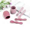 Ins Set de Vajilla Suplemento Alimenticio para Bebés Suministros para Bebés Cuchara de Silicona Pegajosa Niños Comida Grado Alimenticio Taza de Silicona Cuchara Pegajosa