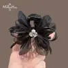 Pinza para el Cabello de Malla Plisada con Lazo y Perlas de Pedrería, con un Toque de Lujo, Pinza Elegante para la Parte Trasera de la Cabeza, Pinza Grande para el Cabello, Pinza de Tiburón