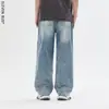 Nuevos Jeans Rectos de Pierna Ancha con Diamantes Calientes de Cielo Estrellado para Hombre Marca Americana de Moda High Street Jeans Elegantes de Alta Gama para Hombre