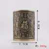 Latón Relieve Tallado Cien Bendiciones Portalápices Adorno Portalápices de Escritorio Juego de Té Taza Almacenamiento de Papelería Decoración Artículos de Cobre Vintage