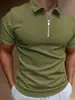 Camisa Polo Masculina de Manga Curta 2026 Verão Transfronteiriça, Gola Reversível, Cor Sólida, Caimento Casual, Moda Masculina Europeia e Americana