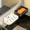 Directo de fábrica caja de jabón de doble capa para el hogar multiusos para baño cocina escurridor de jabón montado en la pared sin perforaciones