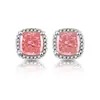 Venta en vivo flash color transparente tesoro flor de hielo tallado bolsa cuadrada princesa aretes moda transfronteriza europea y americana aretes de diamante de alto carbono