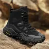 Botas de Caminhada de Cano Alto Masculinas Outono Inverno Novo Estilo Botas de Trabalho para Trekking ao Ar Livre Sola Grossa Retrô Sapatos Casuais Masculinos da Moda Tamanho Grande