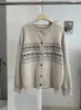 KEKEZOON cárdigan de punto jacquard de manga larga con cuello redondo retro y lazo de corazón, top de moda de otoño 9004